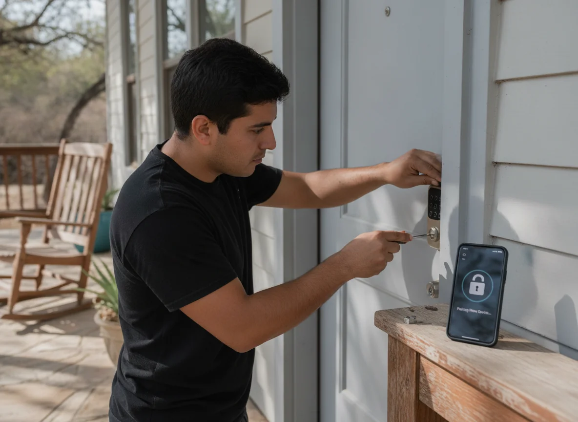 Smart lock installation by a professional Austin locksmith